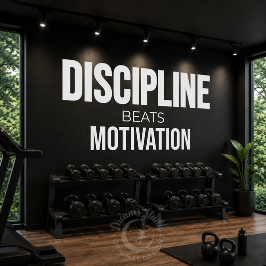 Discipline Beats Motivation Wall Decal – Gym & Office Motivation