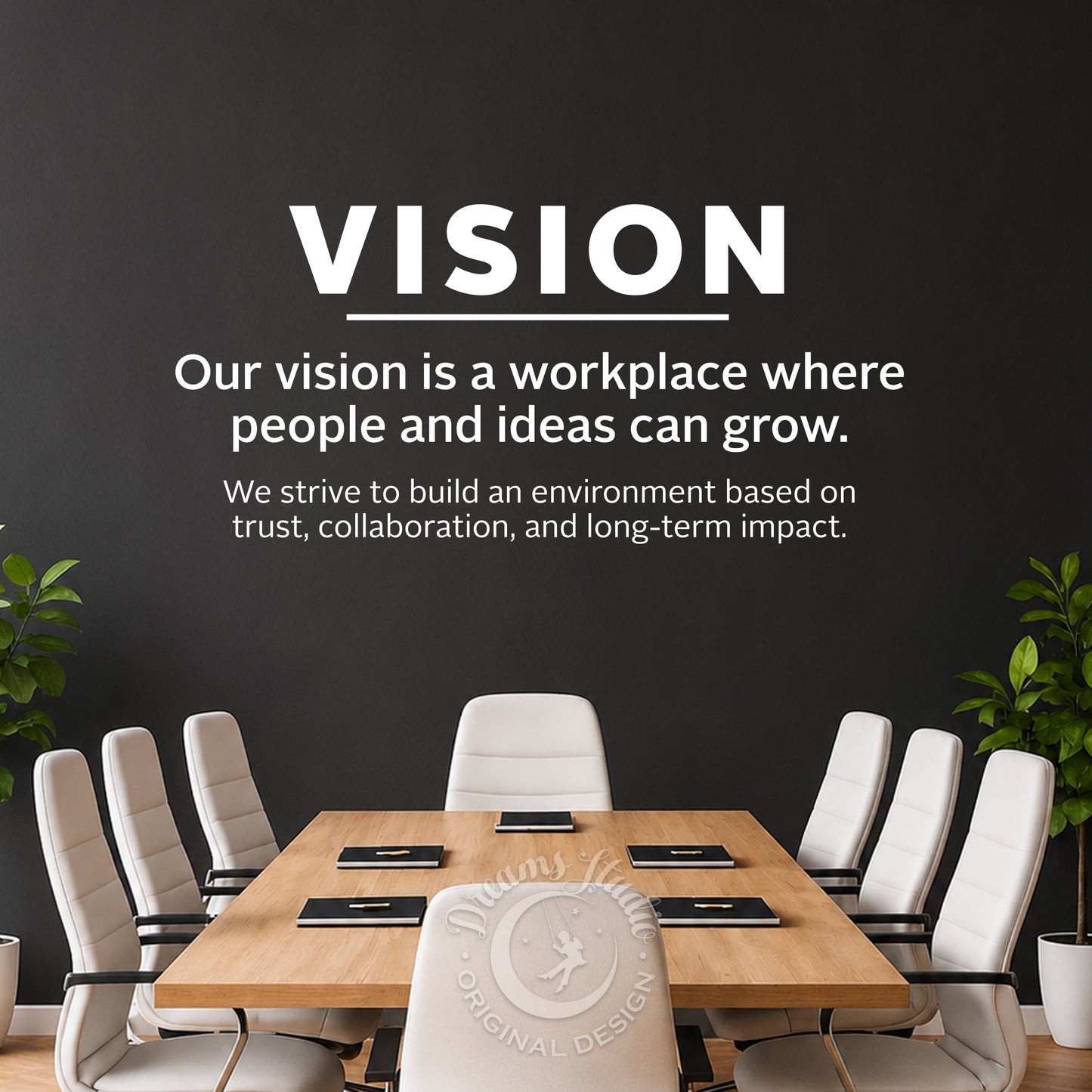 Vision Statement Wall Decal, Modern Office Culture Decor, Custom Text Available