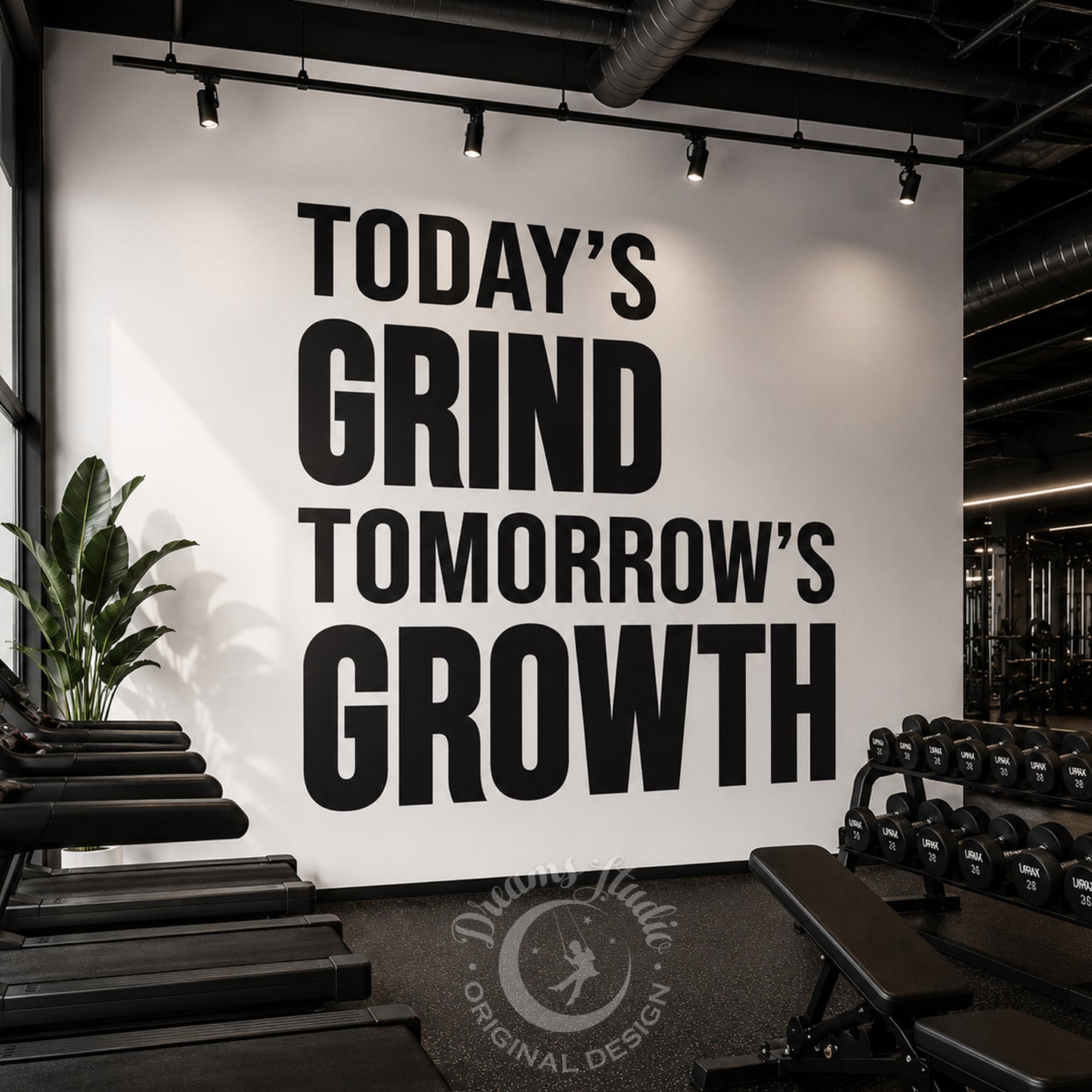 Gym Wall Decal “Today’s Grind. Tomorrow’s Growth”, Motivational Fitness Workout Wall Quote