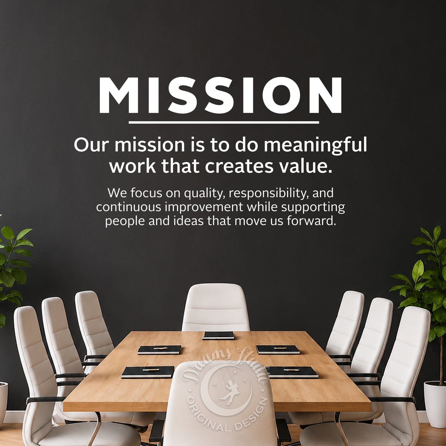 Mission Statement Wall Decal, Modern Office Culture Decor, Custom Text Available