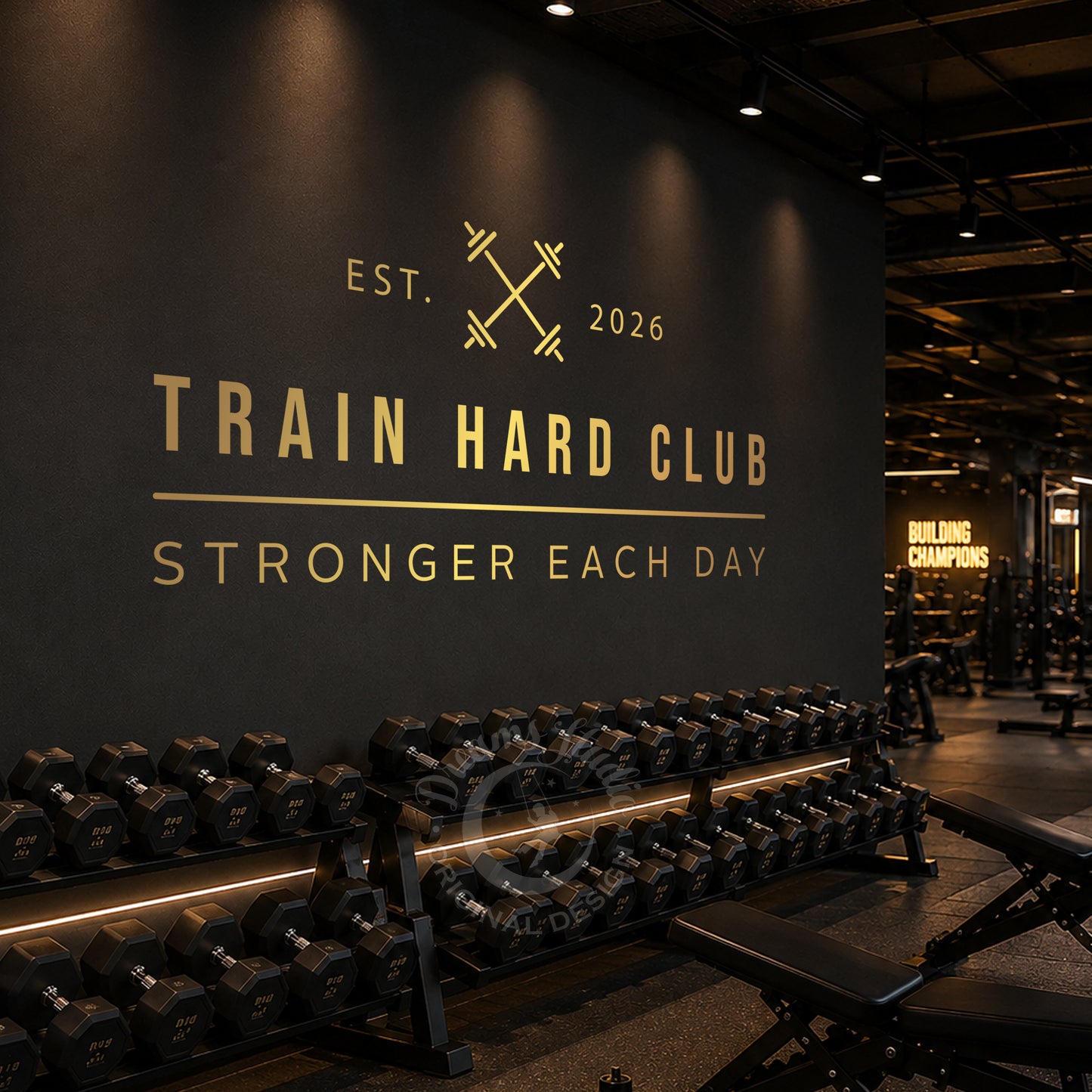 Personalized Gym Name Decal with EST Year - Modern Fitness Wall Decor