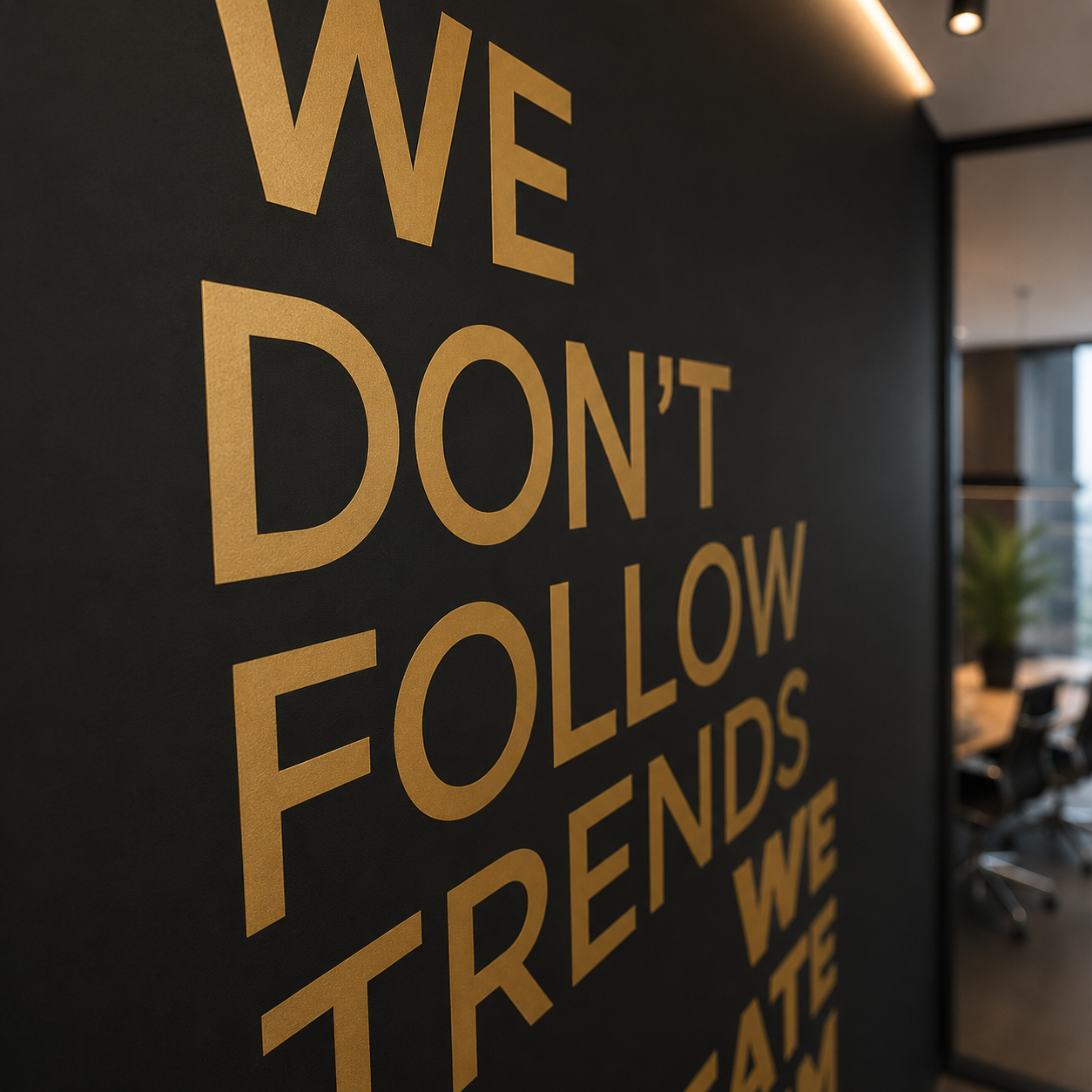 We Don't Follow Trends, We Create Them – Office Wall Decal