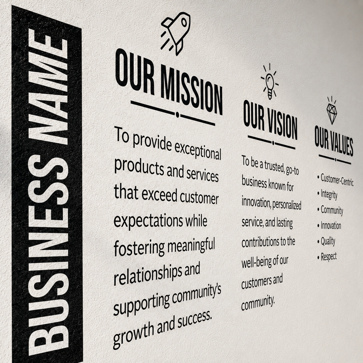 Personalized Business Mission Vision Values Vinyl Wall Decal