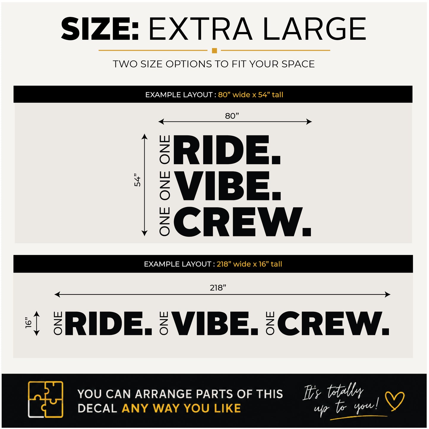 One Ride. One Vibe. One Crew. – Cycling Studio Wall Decal