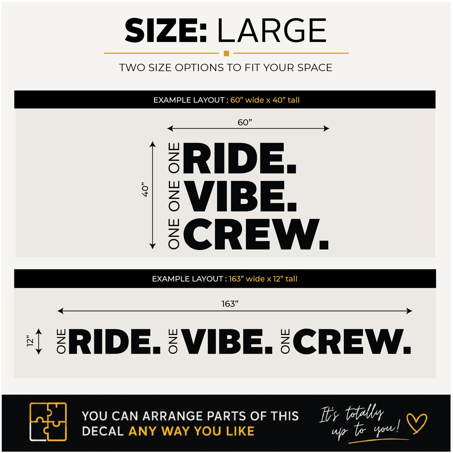 One Ride. One Vibe. One Crew. – Cycling Studio Wall Decal