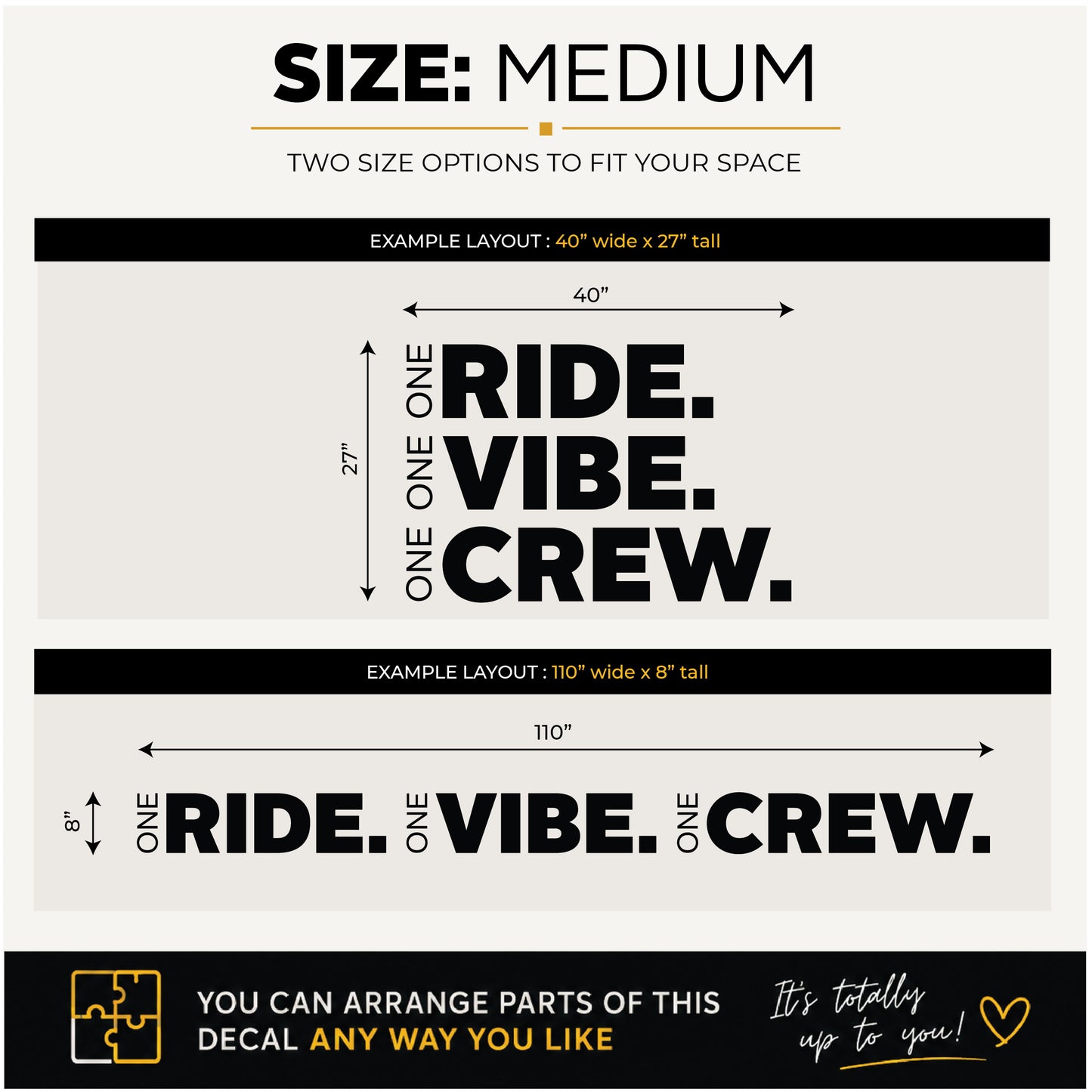 One Ride. One Vibe. One Crew. – Cycling Studio Wall Decal