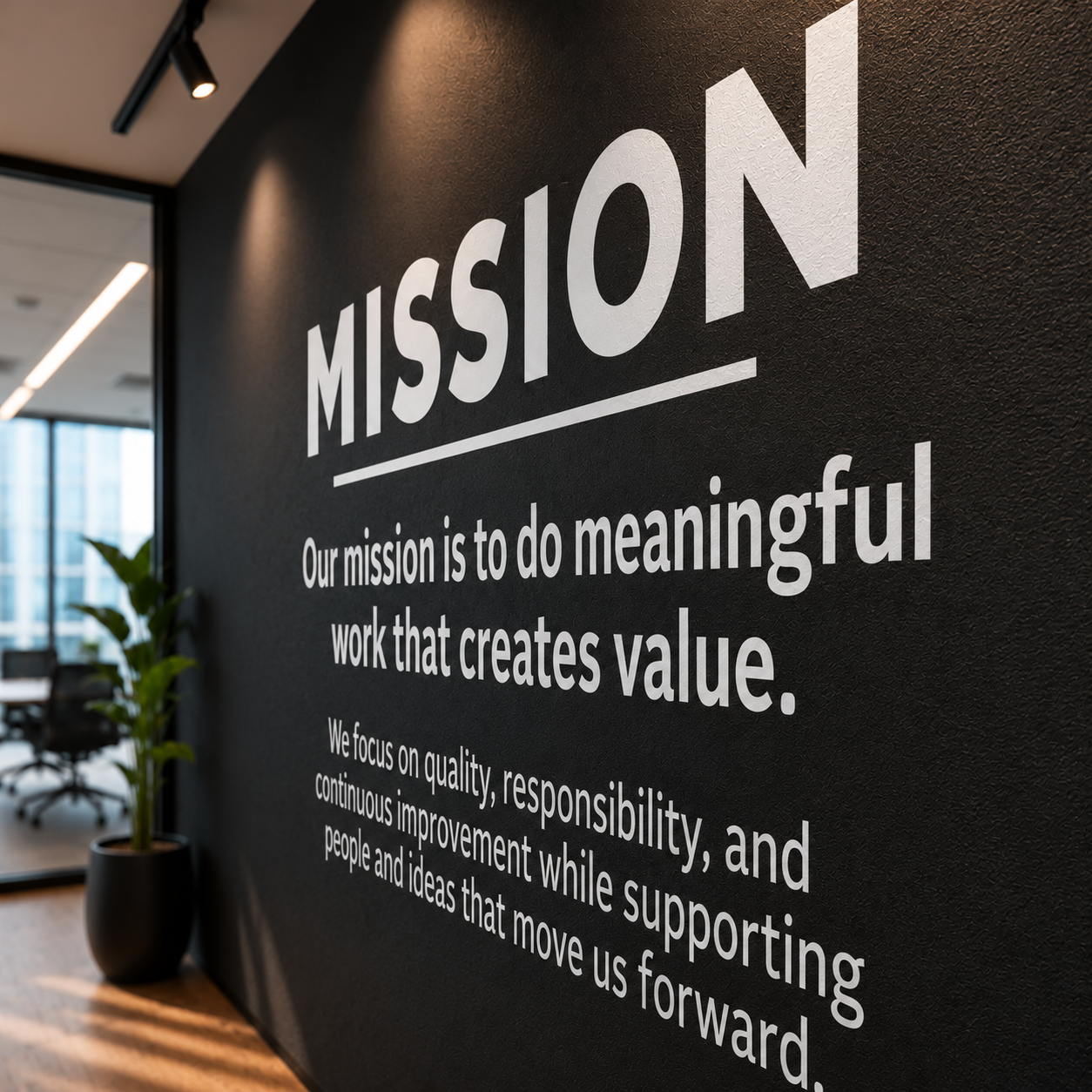 Mission Statement Wall Decal, Modern Office Culture Decor, Custom Text Available