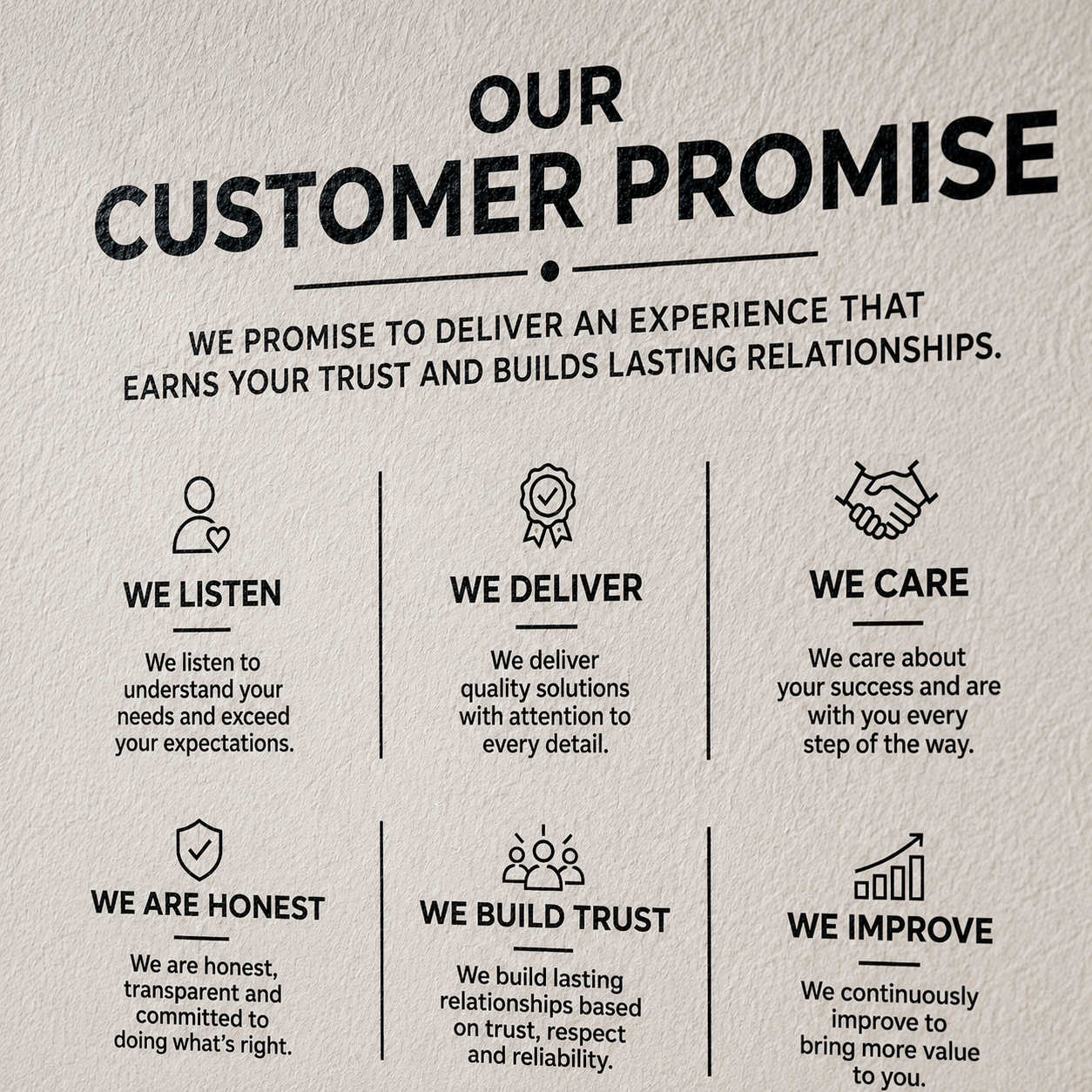 Our Customer Promise Wall Decal | Office Wall Decor