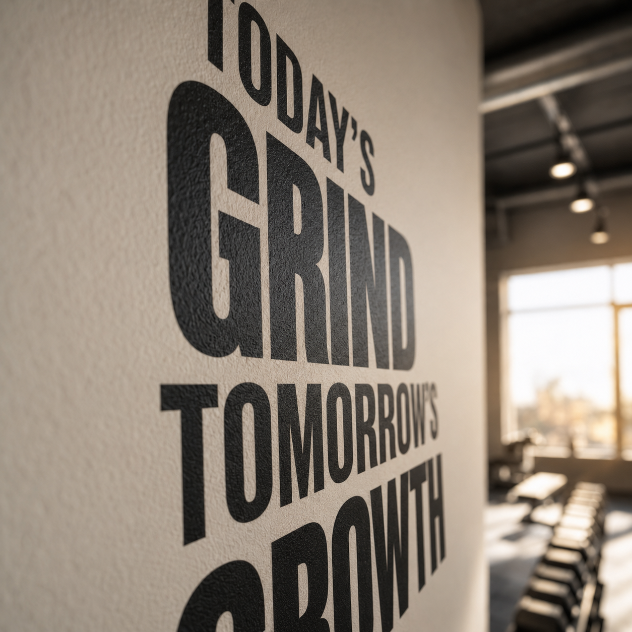 Gym Wall Decal “Today’s Grind. Tomorrow’s Growth”, Motivational Fitness Workout Wall Quote