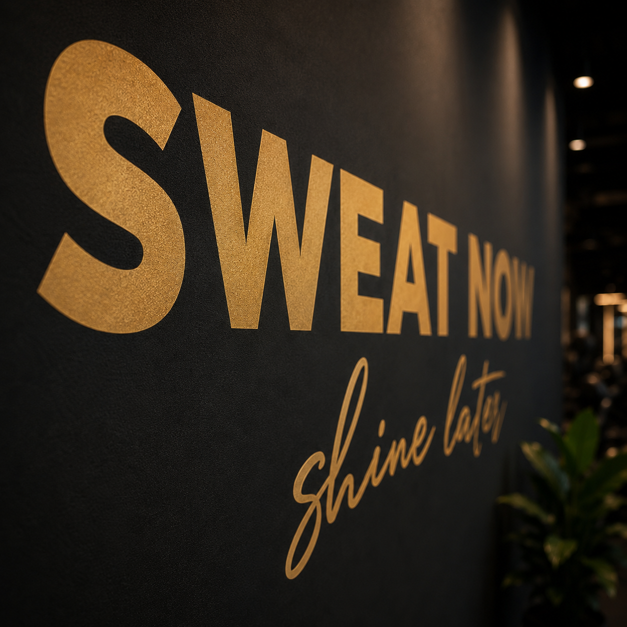 Gym Wall Vinyl Decal - "Sweat Now, Shine Later" Motivational Quote