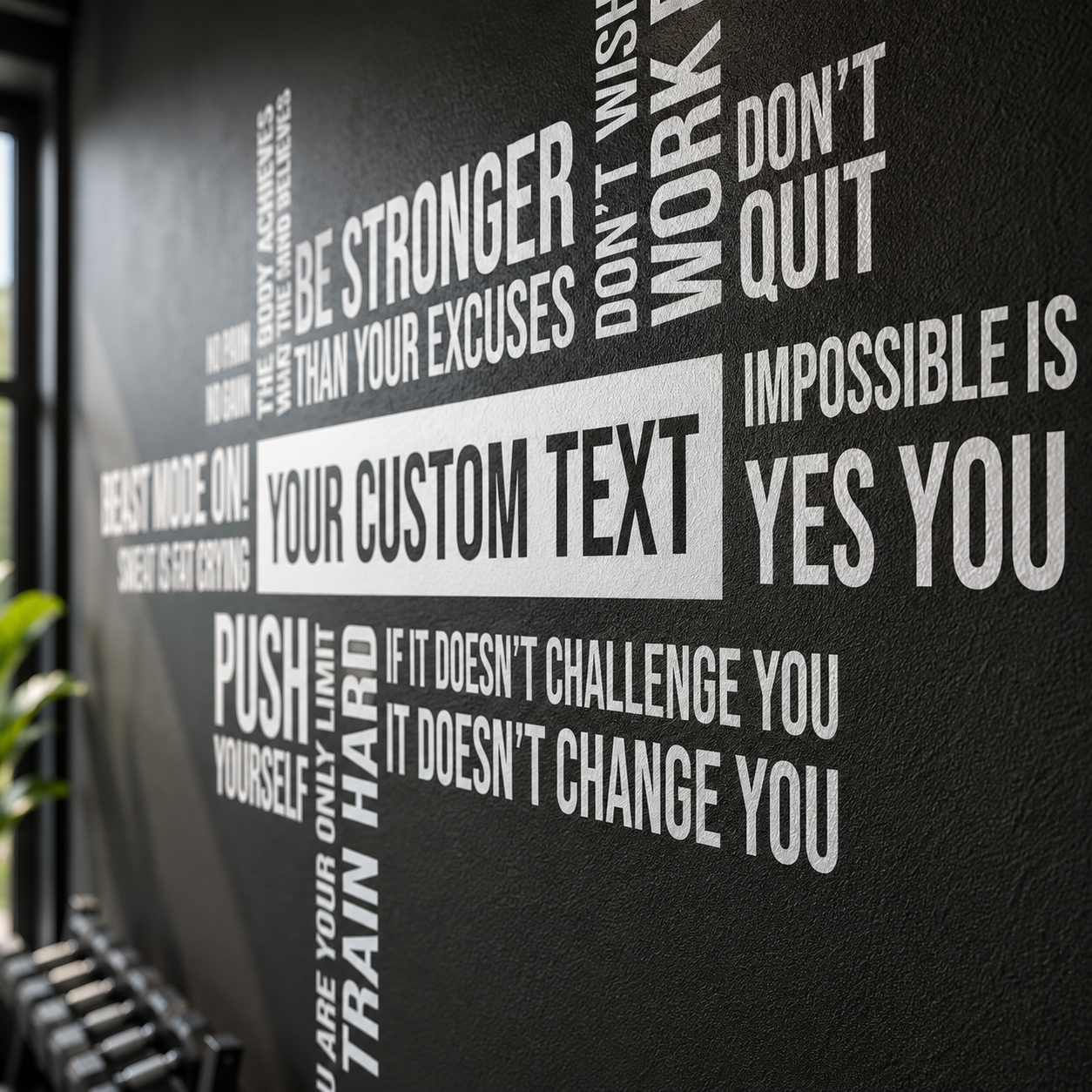 Custom Text Gym Wall Decal - Motivational Fitness Quote Vinyl Art