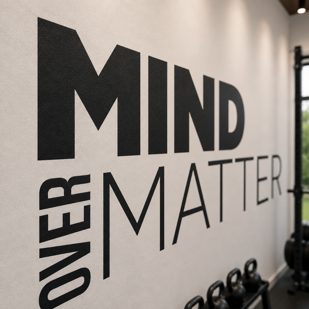 Mind Over Matter Gym Wall Decal - Motivational Fitness Quote