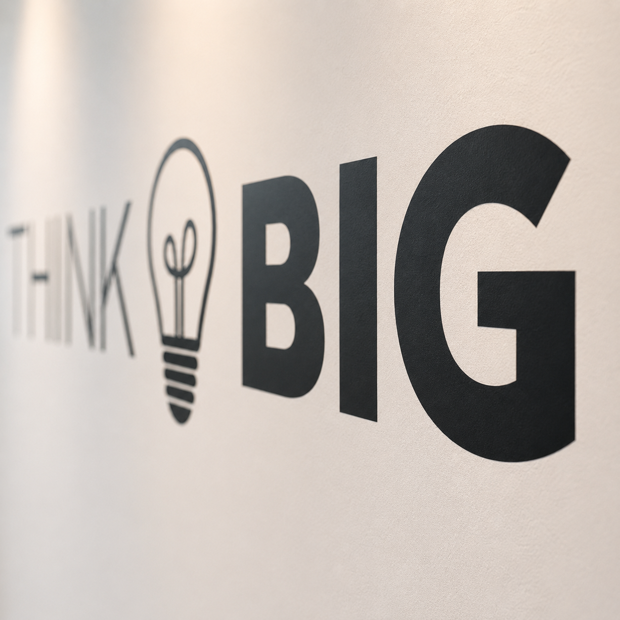 Inspirational Office Wall Vinyl Decal, "Think Big" with Lightbulb