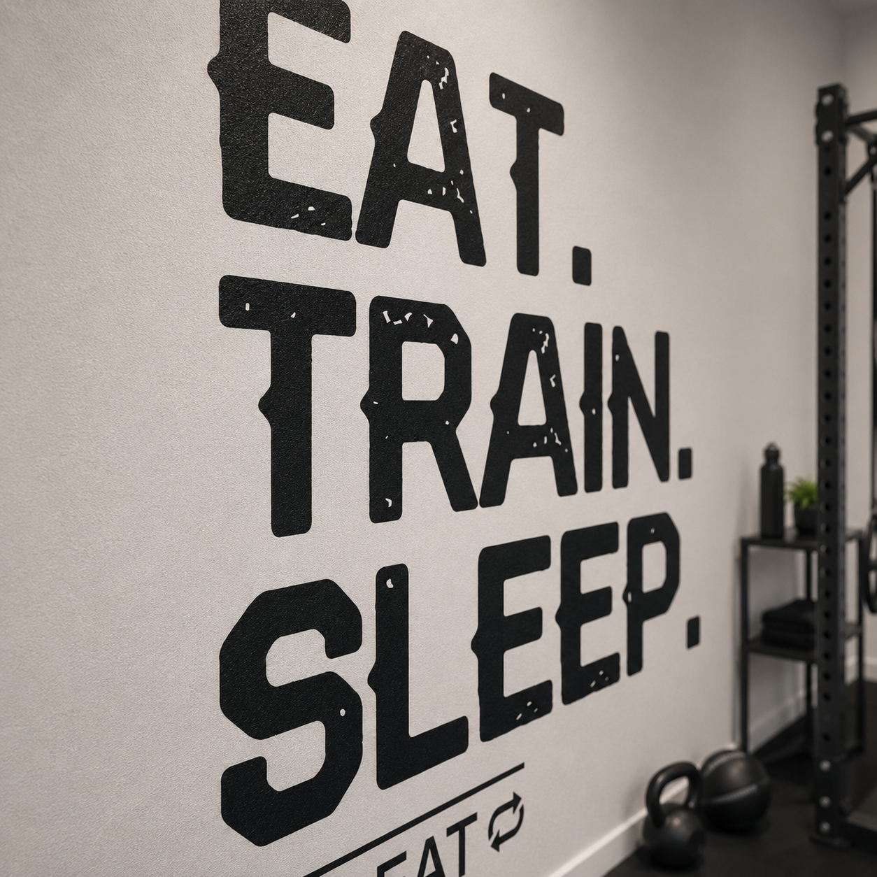 Eat Train Sleep Repeat Gym Wall Decal - Motivational Vinyl Art
