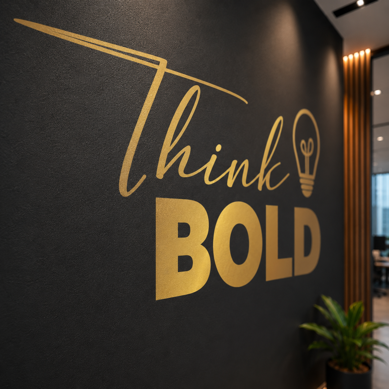 Think Bold Office Wall Decal, Motivational Light Bulb Vinyl Art