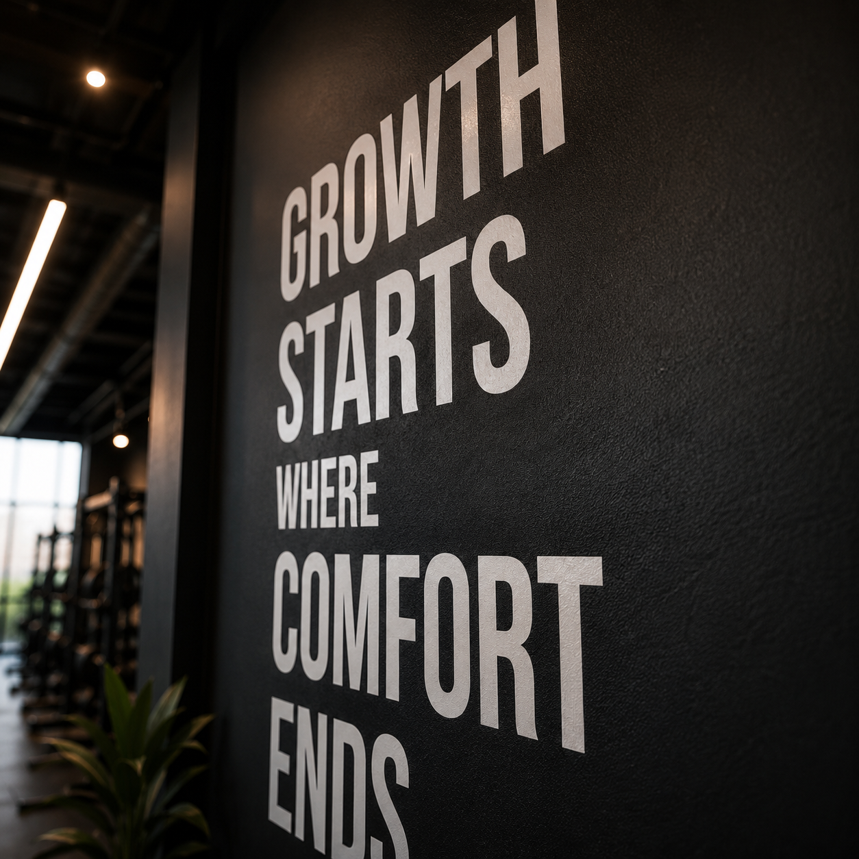 "Growth Starts Where Comfort Ends" Wall Decal, Gym & Fitness Motivation Decor