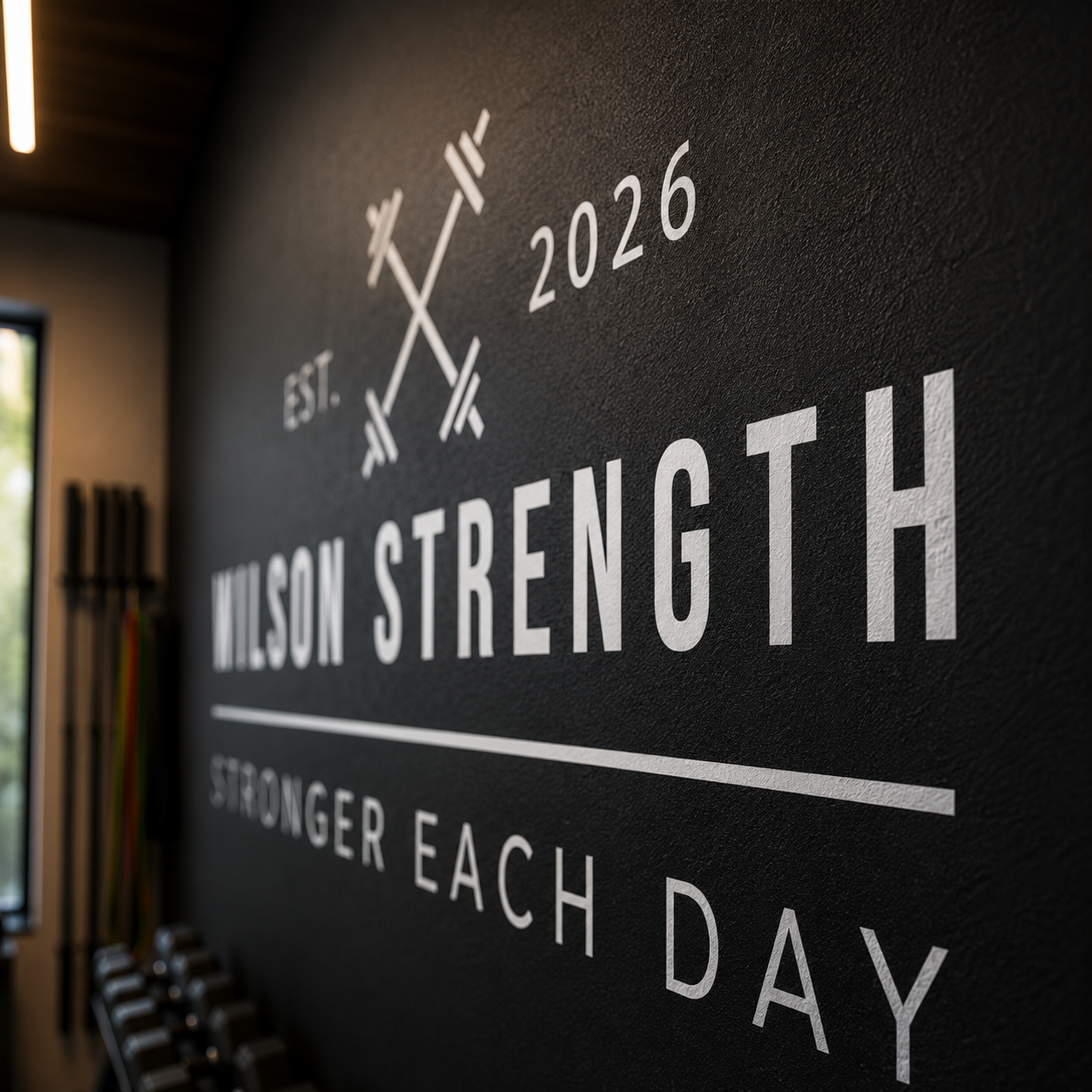 Personalized Gym Name Decal with EST Year - Modern Fitness Wall Decor