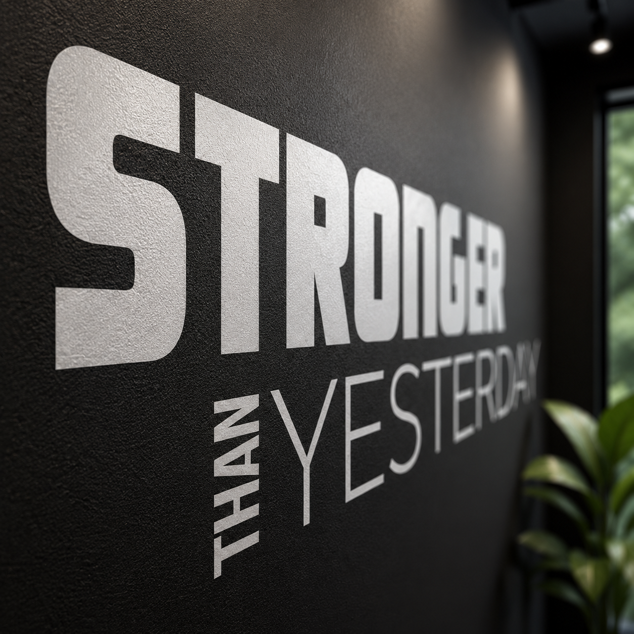Stronger Than Yesterday Gym Wall Decal - Motivational Fitness Quote